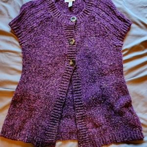 Sweater Blouse cap sleeve button top